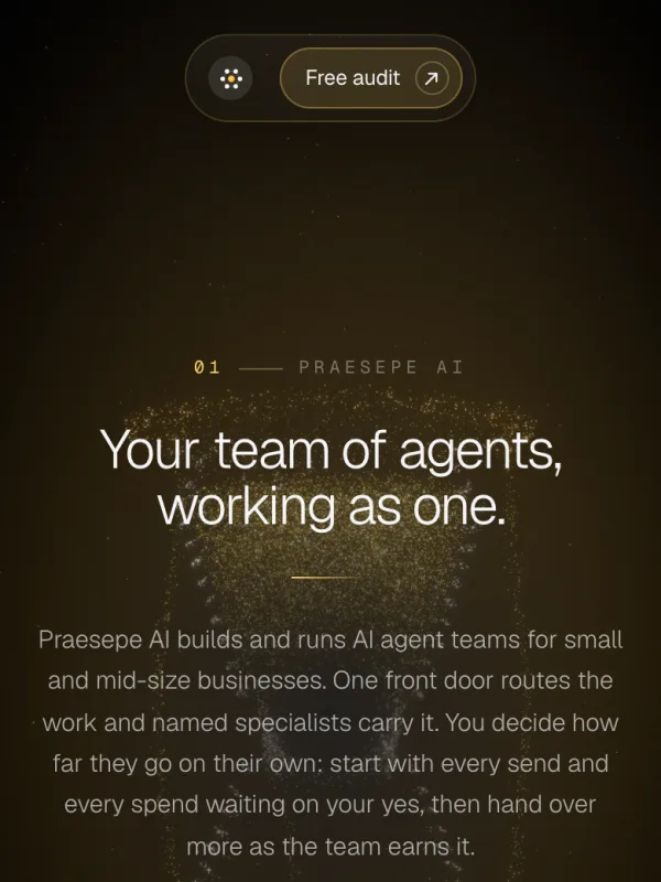 praesepe.ai landing page on a phone